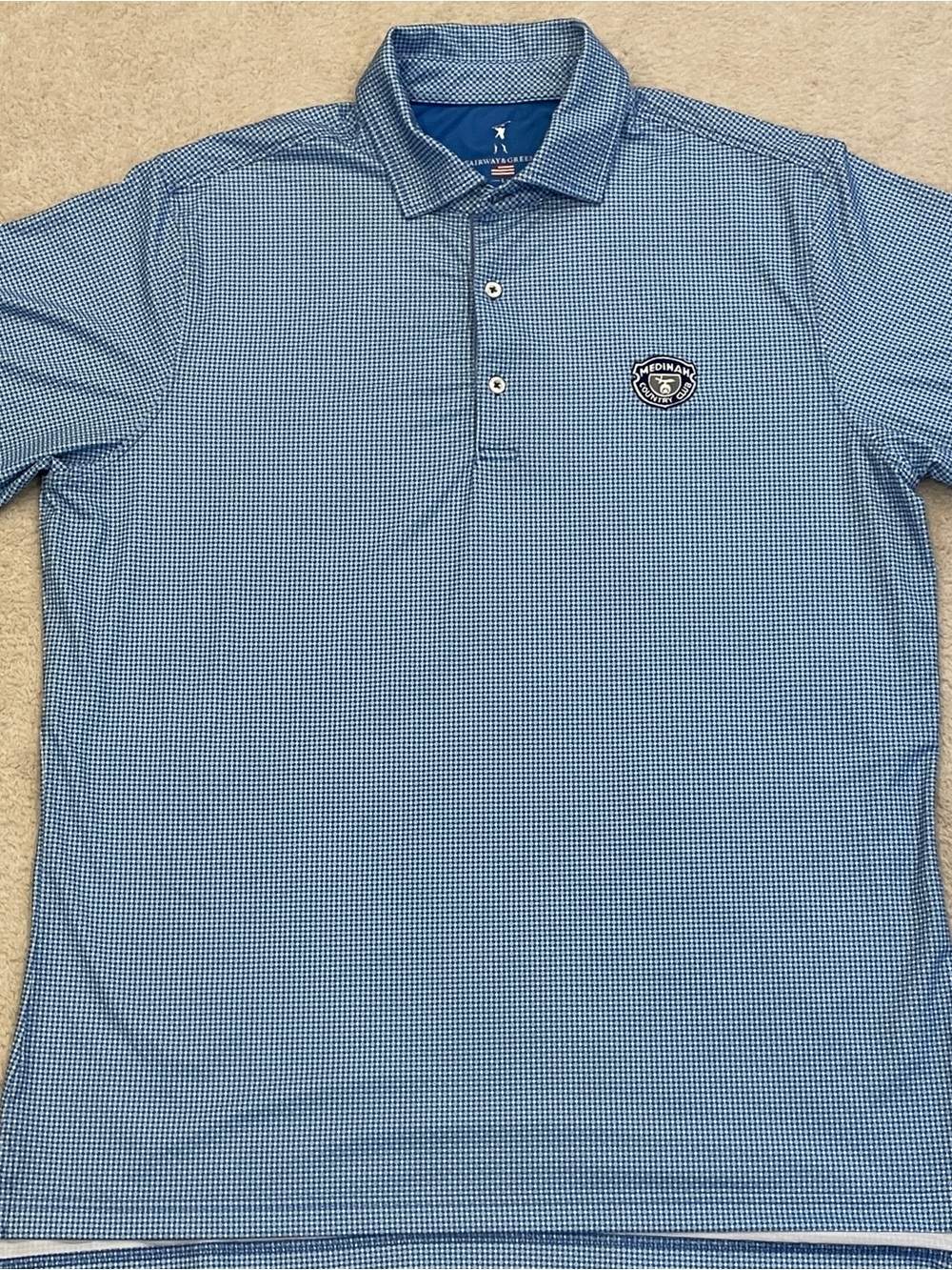 Fairway & Greene Medinah Country Club Golf Polo Shirt Men's Large Blue Pattern